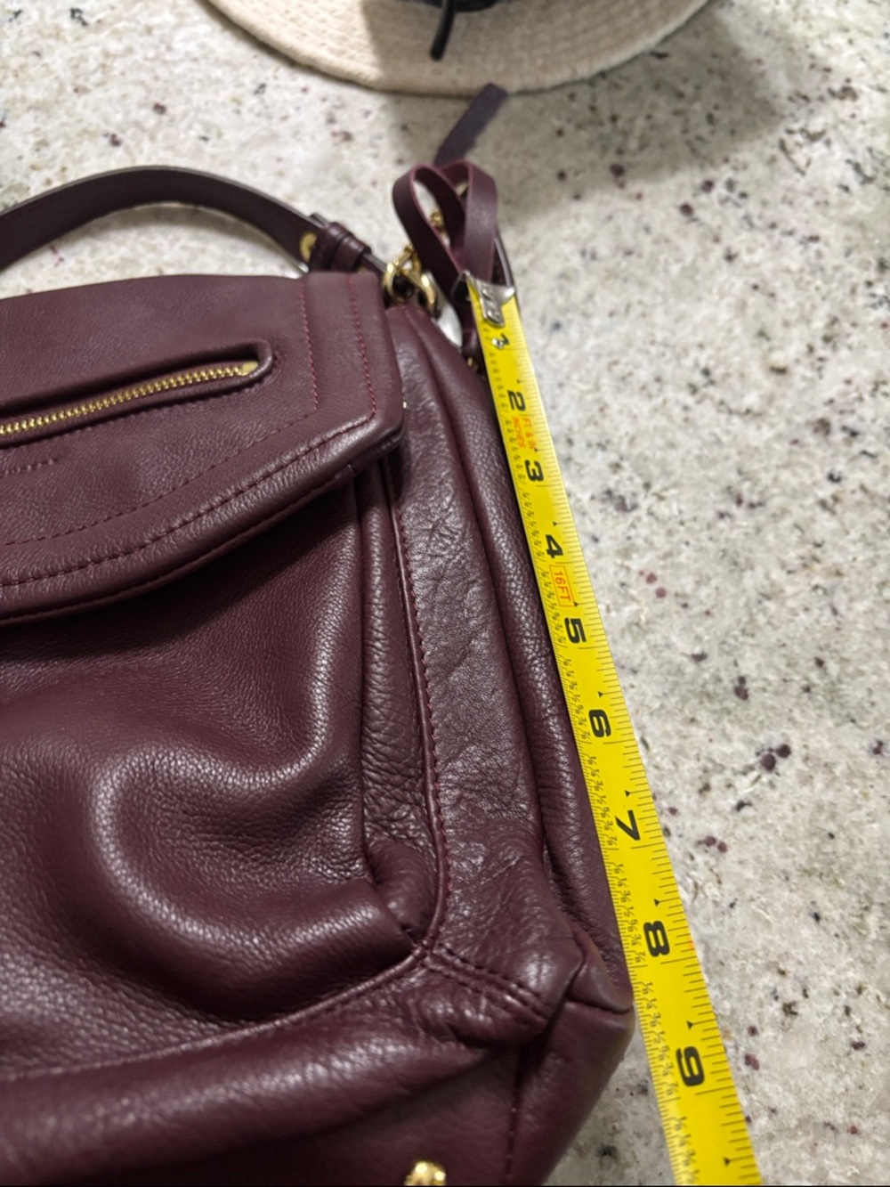 Aimee Kestenberg Pebble Leather Shoulder Bag in Burgundy with Gold Hardware - Picture 15 of 16